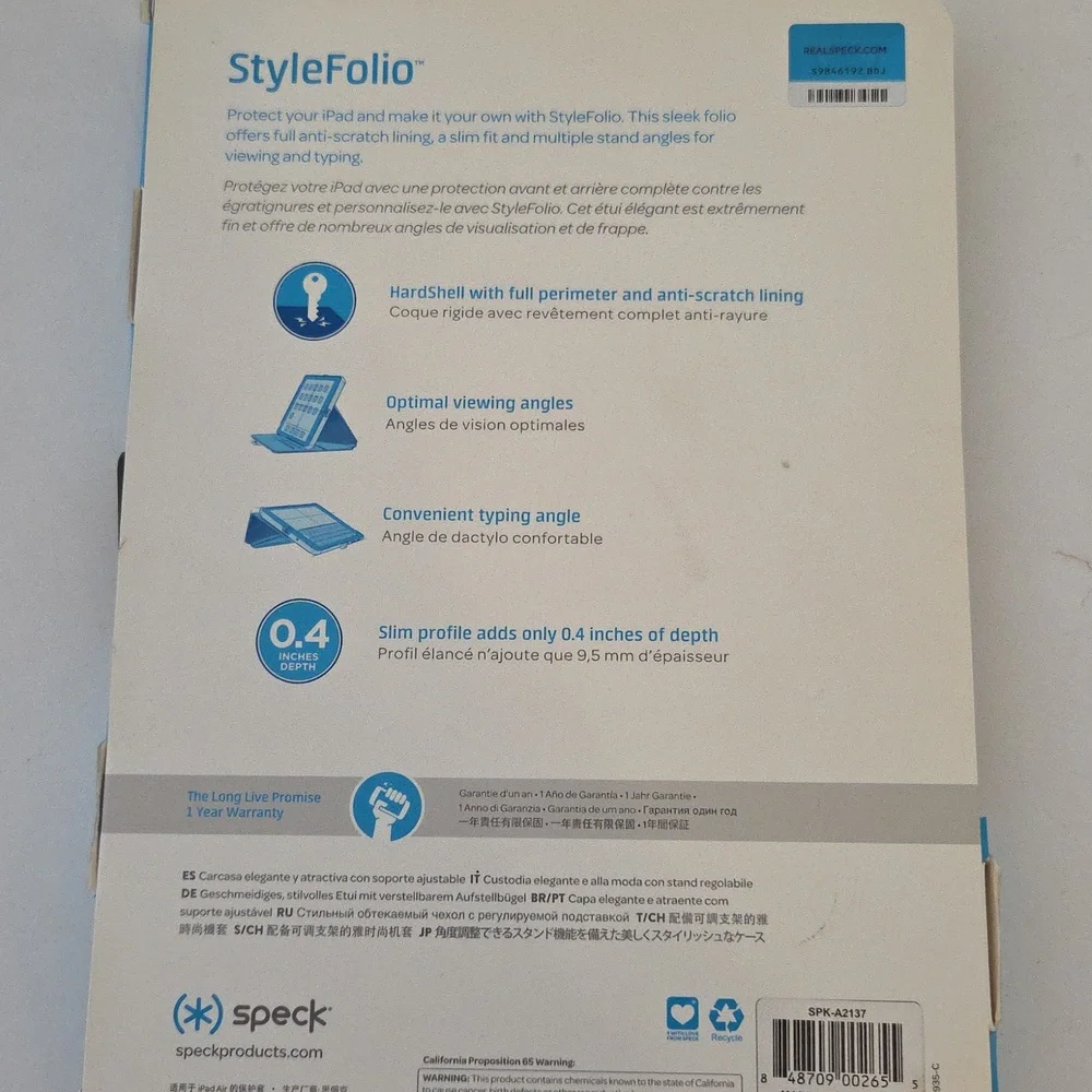 Speck IPad Air StyleFolio Black Protective Case NEW